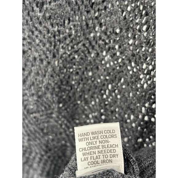 Cache Sweater Top Womens Medium Gray Crochet Knit Short Sleeves Metallic Scoop - Picture 9 of 14